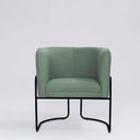 Ver imagem 2 de Poltrona Decorativa Belinda D07 Base Aço Linho Mescla Verde - D’Rossi