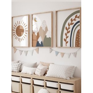 Kit 3 Quadros Decorativos Infantil Arco Iris No4