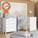 Ver imagem 2 de Berço Simples com Colchão Probel e Cômoda 2523 para Quarto de Bebê Infantil Doce Sonho Branco Qmovi