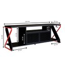 Ver imagem 3 de Rack Industrial 160cm Tv 60 com Led P1033 Vermelho Preto Pp Milani Store