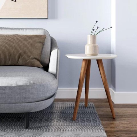 Mesa Lateral 100% MDF 60cm Esmeralda Athenas Branco