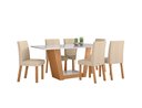 Ver imagem 1 de Conjunto Sala de Jantar Mesa Apogeu 170 Tampo Vidro Off White com 6 Cadeiras Laini - Lopas Amendoa C