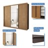 Guarda Roupa Casal com Espelho 3 Portas 6 Gavetas Nápoli Espresso Móveis - 10