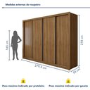 Ver imagem 3 de Guarda Roupa Casal Premium Nápoli 4 Portas de Correr 4 Gavetas 279,3cm Yescasa