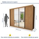 Ver mais imagens de Guarda Roupa Casal Premium Firenze 279,3cm com Espelho 4 Portas 4 Gavetas Yescasa Marrom/Carvalho