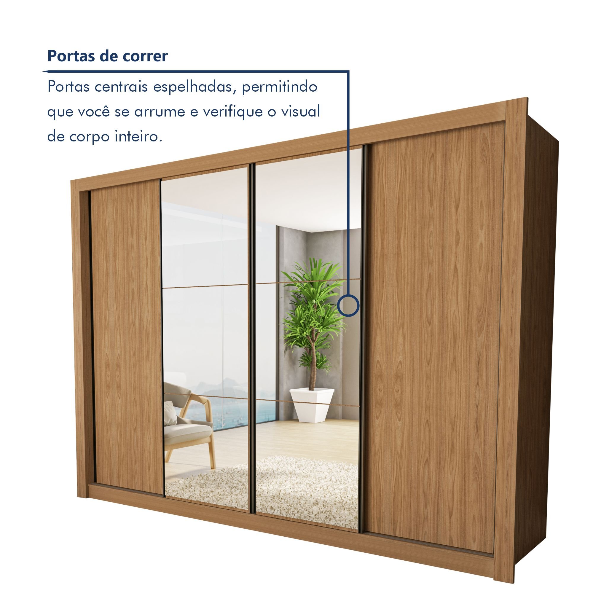  Guarda Roupa Casal Premium Firenze 279,3cm com Espelho 4 Portas 4 Gavetas Espresso Móveis     - 3