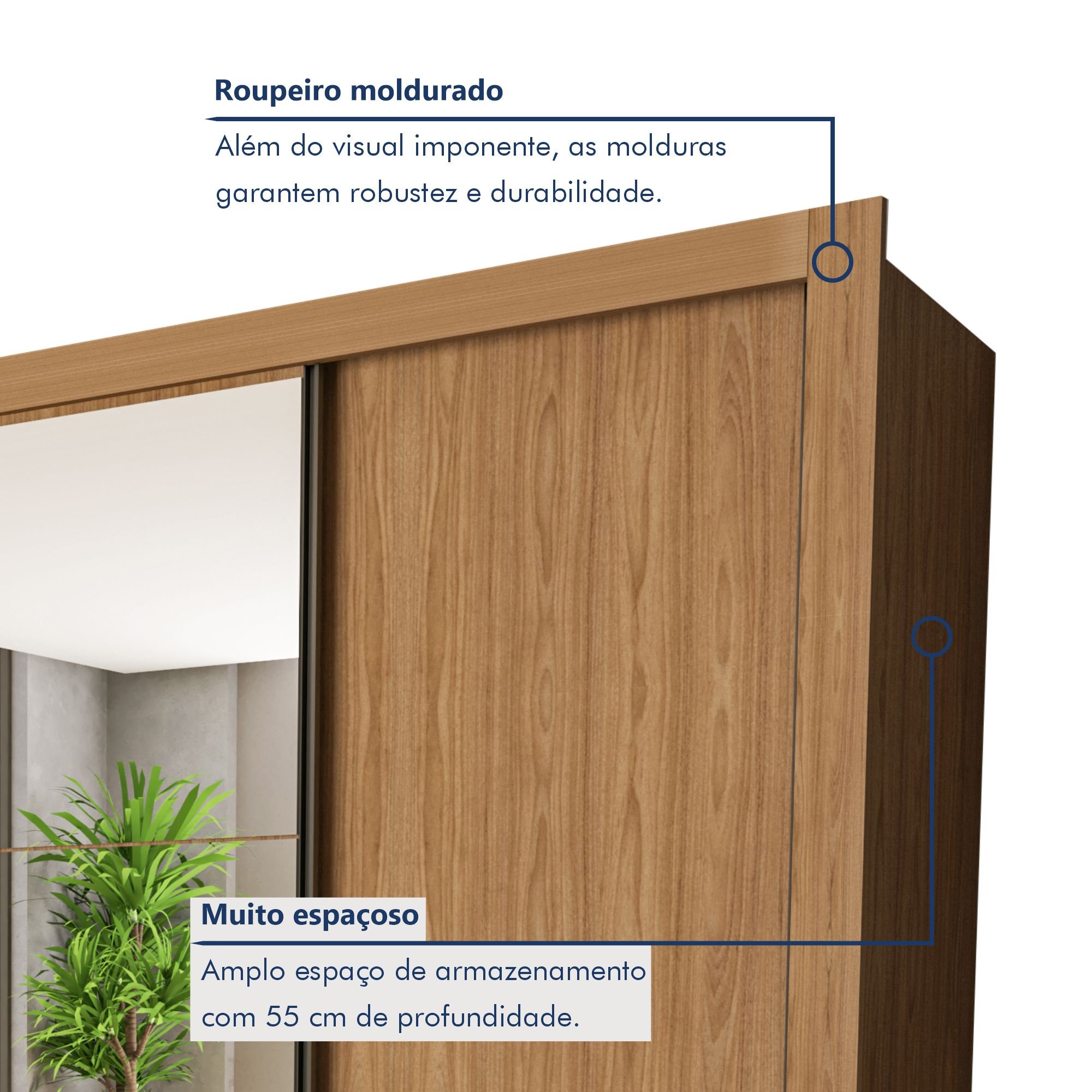  Guarda Roupa Casal Premium Firenze 279,3cm com Espelho 4 Portas 4 Gavetas Espresso Móveis     - 2