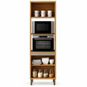 Ver imagem 5 de Paneleiro Duplo Torre Quente 100% MDF para Forno e Micro-Ondas 2 Nichos Áurea Cinamomo/Fendi