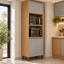 Ver imagem 1 de Paneleiro Duplo Torre Quente 100% MDF para Forno e Micro-Ondas 2 Nichos Áurea Cinamomo/Fendi