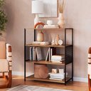 Ver imagem 6 de Estante Industrial para Livros com Estrutura em Aço 94 Cm Preto com Mel Preto com Mel