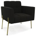 Ver imagem 6 de Poltrona para Sala Pé Metal Dourado Kit 2 Ana Suede Preto - Ibiza