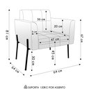 Ver imagem 4 de Poltrona para Sala Pé Metal Dourado Kit 2 Ana Suede Preto - Ibiza
