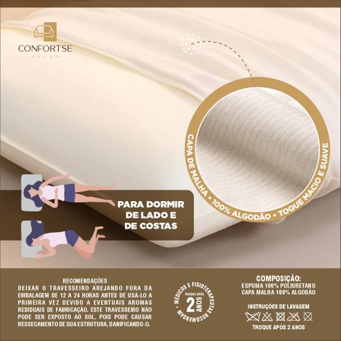 Kit 2 Travesseiro Grande Antialérgico Viscoelástico Antialérgico 13cm