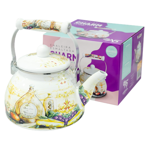 Chaleira Esmaltada 2.5 Litros Charm 2,5 Lts S/ Apito C/ Indução Italy