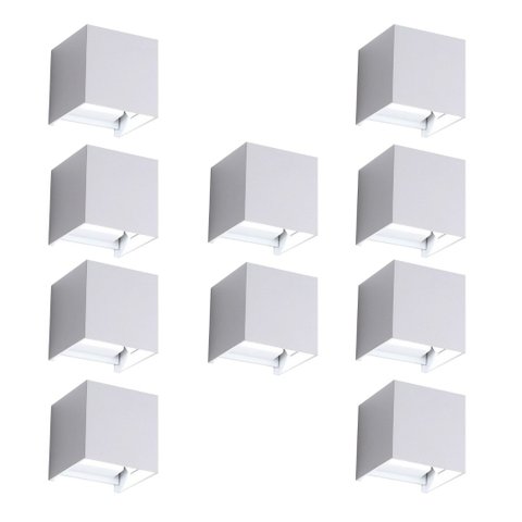 Kit 10 Luminária Arandela 10x10cm Lux Box 3W 3000K Branco