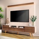 Ver imagem 1 de Estante Painel de Tv 85 Pol 220cm Nobre Castanho/off White - Hb Móveis