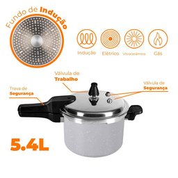 Panela de Pressão Brinox Antiaderente de Indução Brinox 5,4l Ceramic Life Super Gris Cinza 4954/ - 3