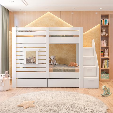 Beliche Infantil Star Plus com Janela Casatema MadeiraOriginals Branco