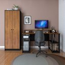 Ver imagem 1 de Conjunto 2 Peças Escrivaninha com Nichos e Armário Match Yescasa Pinho Preto