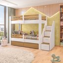 Ver imagem 3 de Beliche Infantil Star Plus com Grade de Proteção Casatema MadeiraOriginals Branco/Montana