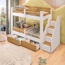 Ver imagem 4 de Beliche Infantil Star Plus com Grade de Proteção Casatema MadeiraOriginals Branco/Montana