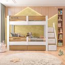 Ver imagem 1 de Beliche Infantil Star Plus com Grade de Proteção Casatema MadeiraOriginals Branco/Montana