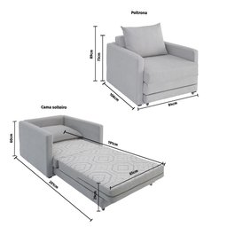 Poltrona Sofá Cama Solteiro 85cm Trento Bege Estofama - 5