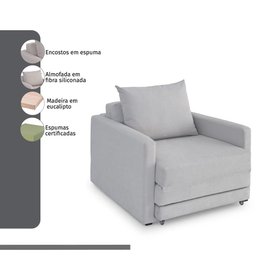 Poltrona Sofá Cama Solteiro 85cm Trento Bege Estofama - 7