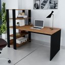 Ver imagem 2 de Conjunto Home Office 3 Peças Escrivaninha com Estantes e 2 Armários Match Yescasa Pinho Preto