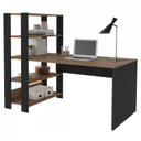 Ver imagem 3 de Conjunto Home Office 3 Peças Escrivaninha com Estantes e 2 Armários Match Yescasa Pinho Preto