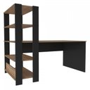 Ver imagem 4 de Conjunto Home Office 3 Peças Escrivaninha com Estantes e 2 Armários Match Yescasa Pinho Preto