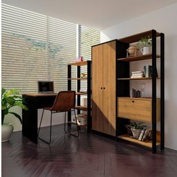 Conjunto Home Office 3 Peças Escrivaninha com Estantes e 2 Armários Match Yescasa - 18