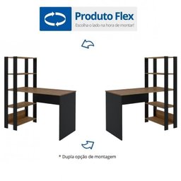 Conjunto Home Office 3 Peças Escrivaninha com Estantes e 2 Armários Match Yescasa - 6