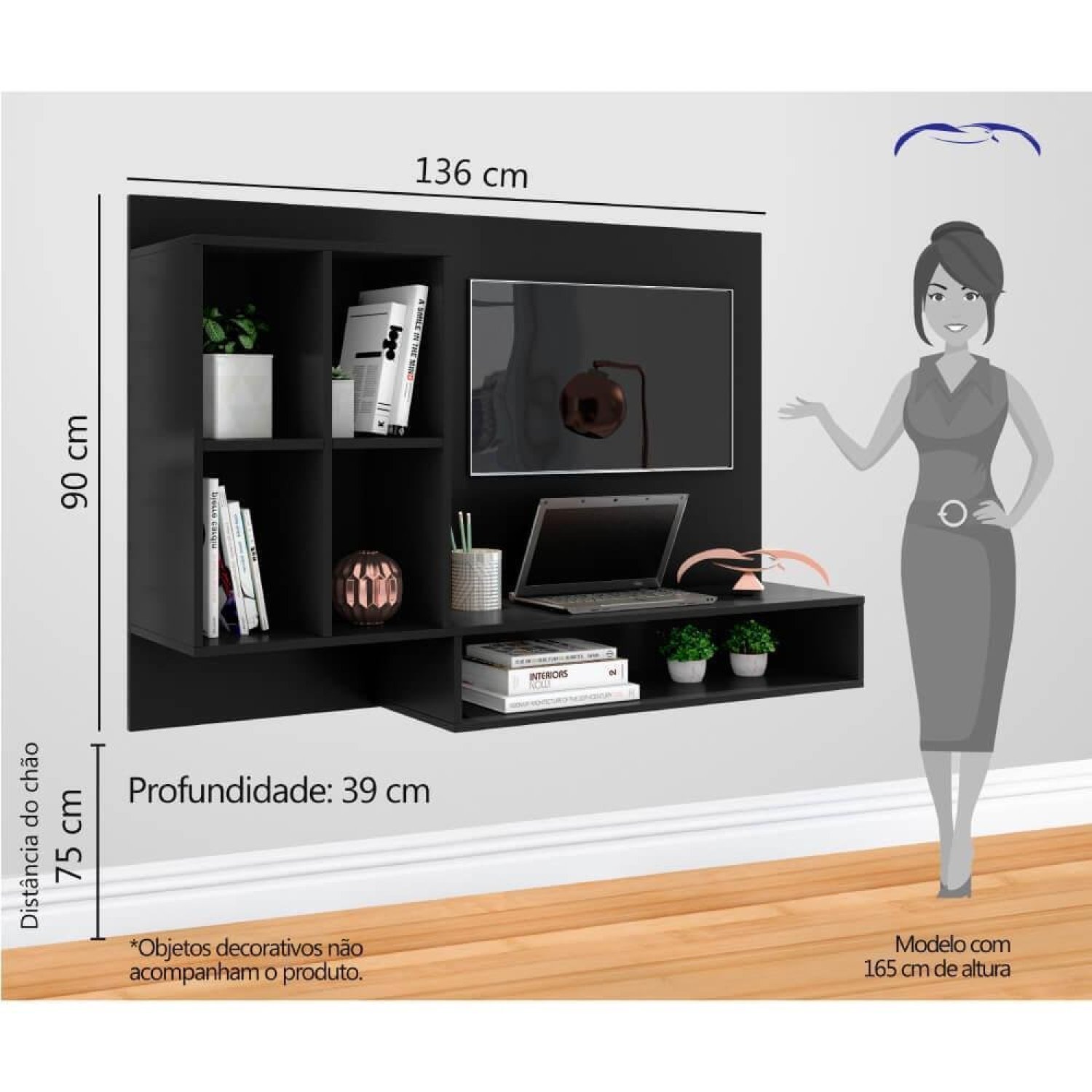 Bancada de Estudo Suspensa Show com Painel Para TV - 3