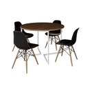 Ver imagem 6 de Mesa Jantar Industrial Redonda 110Cm Amêndoa Base V Ferro Branco C/4 Cadeiras Preta Base Mad