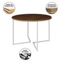 Ver imagem 5 de Mesa Jantar Industrial Redonda 110Cm Amêndoa Base V Ferro Branco C/4 Cadeiras Preta Base Mad