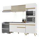 Ver imagem 1 de Armário de Cozinha Compacta 252cm com Leds Veneza Up Multimóveis V2016 Branco/Dourado