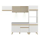 Ver imagem 7 de Armário de Cozinha Compacta 252cm com Leds Veneza Up Multimóveis V2016 Branco/Dourado
