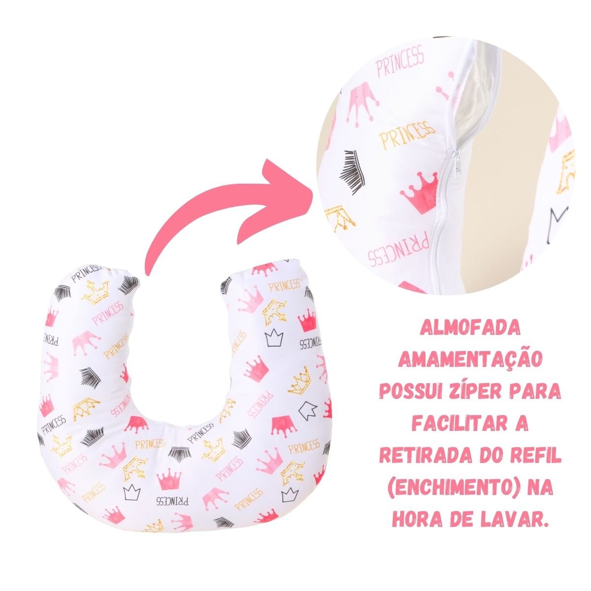 Ninho Redutor com Almofada de Amamentação Bebê Menina Estampado - Princess - 7