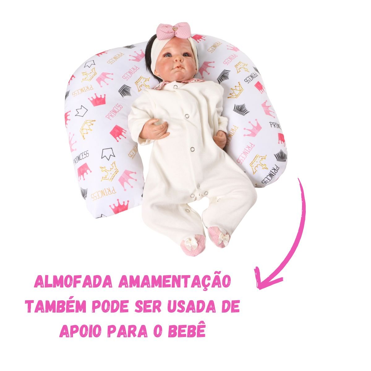 Ninho Redutor com Almofada de Amamentação Bebê Menina Estampado - Princess - 8