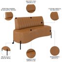 Ver imagem 3 de Sofá 2 Lugares 160cm Pés Aço Preto Tamar K04 Sintético Camel - Mpozenato