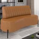 Ver imagem 2 de Sofá 2 Lugares 160cm Pés Aço Preto Tamar K04 Sintético Camel - Mpozenato