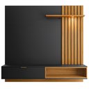 Ver imagem 4 de Painel Bancada Suspensa para TV até 65 Polegadas 180cm Ripado Palmas C05 Preto/Noce Milano - Mpozenato