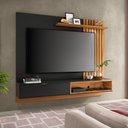 Ver imagem 1 de Painel Bancada Suspensa para TV até 65 Polegadas 180cm Ripado Palmas C05 Preto/Noce Milano - Mpozenato