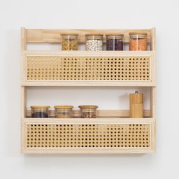 Prateleira de madeira e palhinha 2 andares - Oikos - 6