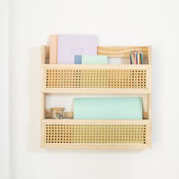 Prateleira de madeira e palhinha 2 andares - Oikos - 3