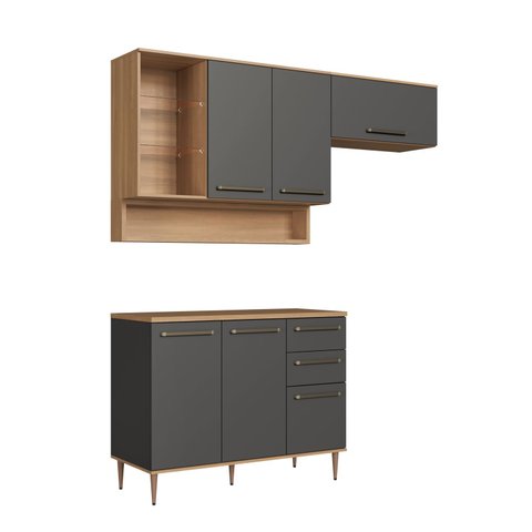 Conjunto de Cozinha Compacta 5 Peças com Tampo 120cm e Nicho Decorativo Isabelle Delmarco
