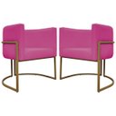 Ver imagem 4 de Kit 2 Poltronas Decorativas Recepção Luna Tecido Sintético Cores Base de Ferro Dourada