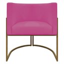 Ver imagem 5 de Kit 2 Poltronas Decorativas Recepção Luna Tecido Sintético Cores Base de Ferro Dourada