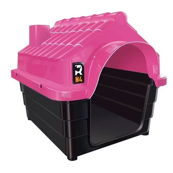 Casinha Cachorro Casa Plástica Desmontável N4 Mecpet Rosa